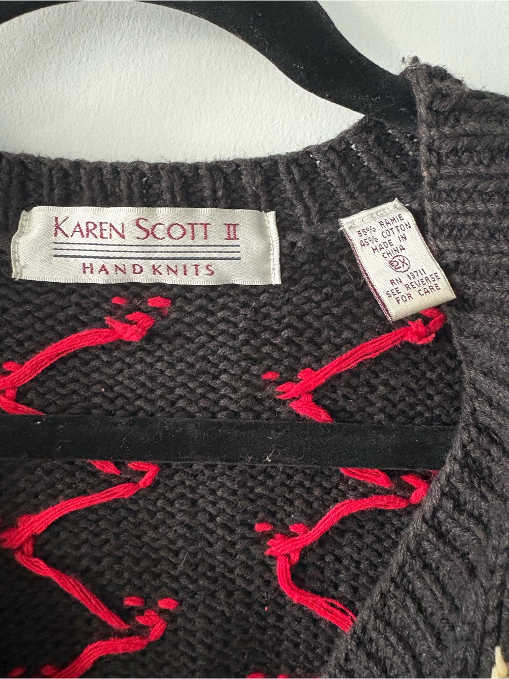 NWT Vintage Karen Scott School Teacher Cardigan Sweater Ramie Cotton Blend 2X - Picture 4 of 12